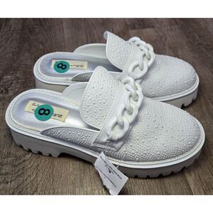 VINTAGE HAVANA Perla Open-Back Mule Shoes, White, Women Size 8   NEW‎